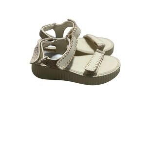 Mi.im Cream Crochet Whipstitch Platform Sandals Womens 6.5